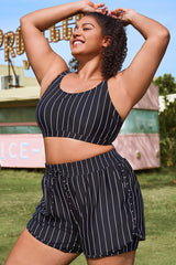 Plus Size Black & White Pinstripe Bikini Top