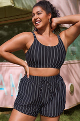 Plus Size Black & White Pinstripe Bikini Top