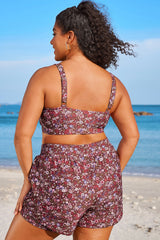 Plus Size Floral Print Square Neck Bikini Top