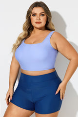Plus Size Blue Square Neck Bikini Top