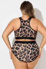 Plus Size Leopard Print Square Neck Bikini Top