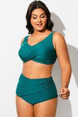 Plus Size Black Twist Front Bikini Top