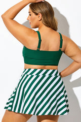 Solid Green Ruched Heart Neckline Swim Top