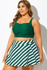 Solid Green Ruched Heart Neckline Swim Top