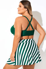 Solid Green V-Neck Crossback Bikini Top