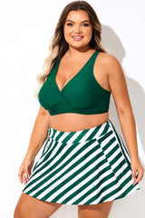 Solid Green V-Neck Crossback Bikini Top
