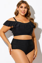 Plus Size Black Off Shoulder Bikini Top