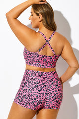 Plus Size Pink Leopard Print Bikini Top