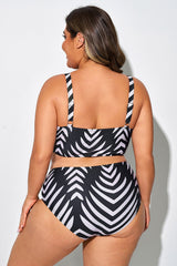 Plus Size Zebra Stripes V neck Bikini Top