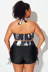 Plus Size Black & White Colorblock Bikini Top