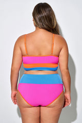 Plus Size Colorblock Cami Crop Casual Bikini Top