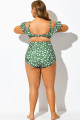 Green Floral High Waist Brief for Lady