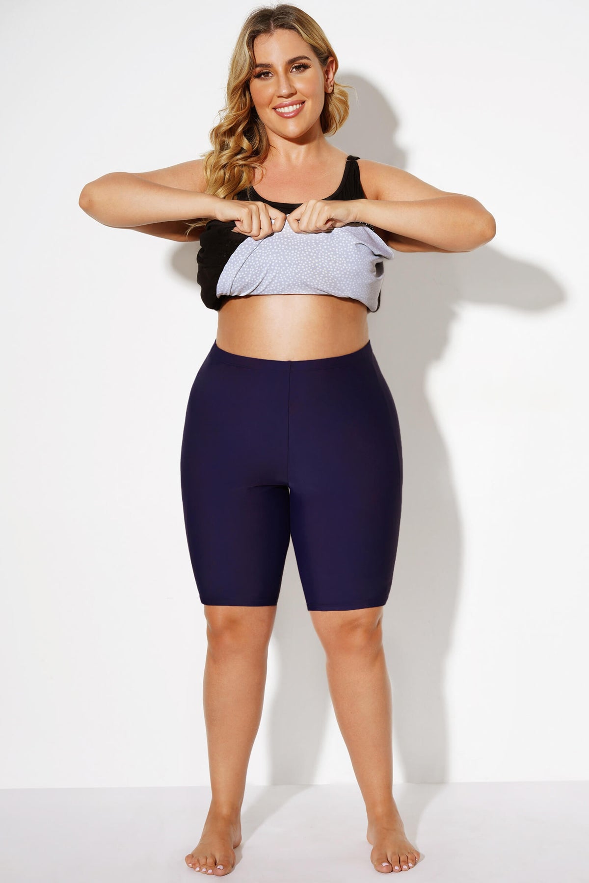 Navy Long Bike Swim Short Bottom