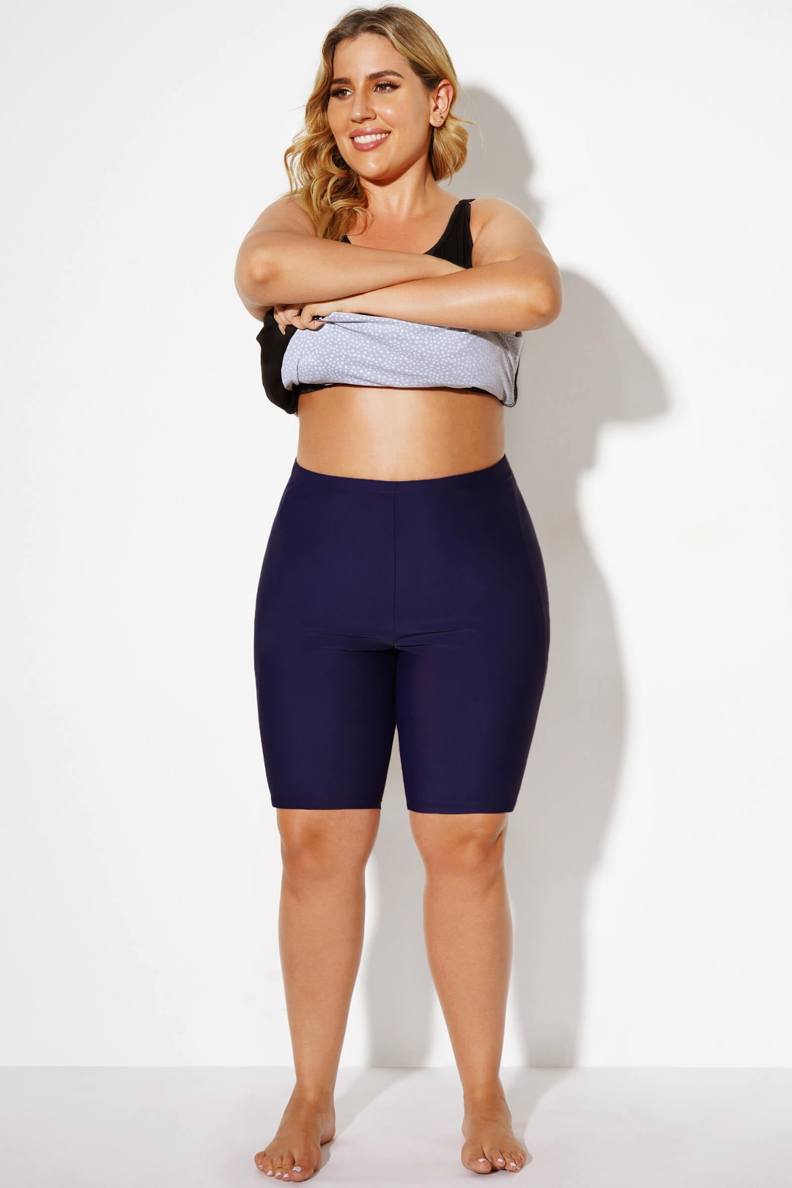 Navy Long Bike Swim Short Bottom