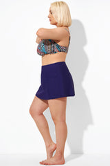 Blue Solid Lady Swim Short with Pockets