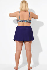 Blue Solid Lady Swim Short with Pockets
