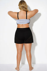 Black Sexy Lace Shorts Attached Swim Bottom