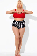 Black & White Spot Ruffles High Waist Brief for Lady