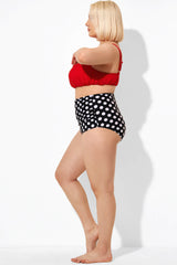 Black & White Spot Ruffles High Waist Brief for Lady