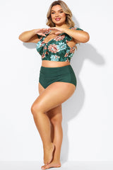 Green Elegant High Waist Swim Brief