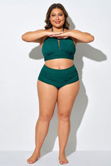 Dark Green Elegant High Waist Swim Brief