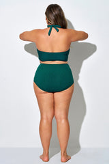 Dark Green Elegant High Waist Swim Brief