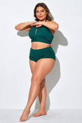 Dark Green Elegant High Waist Swim Brief