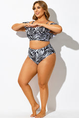 Black & White Floral High-Cut Leg Brief