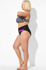 Black Pink Wrap Women High Waist Bikini Bottom