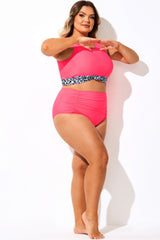Plus Size Solid Pink High Waisted Bottom