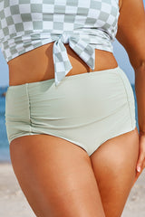 Gray Green Elegant High Waist Swim Brief