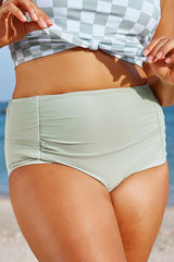Gray Green Elegant High Waist Swim Brief