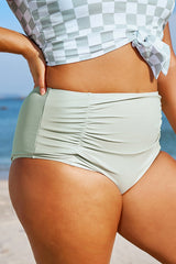 Gray Green Elegant High Waist Swim Brief