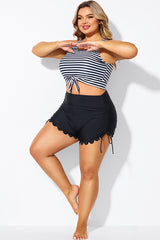 Black Drawstring Side High Waisted Bikini Bottom