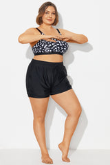 Plus Size Black Mid Waist Women Shorts