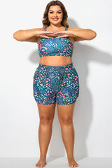 Plus Size Floral Print Mid Waist Women Shorts