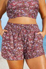 Plus Size Floral Multi Mid Waist Women Shorts