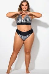 Black ＆ White Checkered Mid Waist Brief For Women