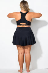 Black Crossover 2-In-1 Side Pocket Tennis Skirt