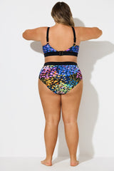 Neon Leopard Print Colorblock Mid Waist Brief