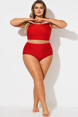Red Elegant High Waist Brief For Lady