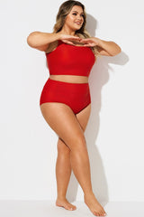 Red Elegant High Waist Brief For Lady