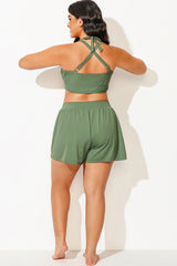 Plus Size Green Women Swim Skirt Bottoms