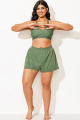 Plus Size Green Women Swim Skirt Bottoms