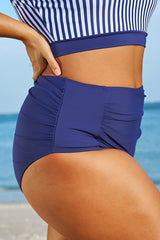 Navy Elegant High Waist Swim Brief