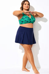 Navy High Waist Swim Skirt With Brief
