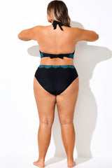 Blue Ombre Lace Print Full Coverage Bikini Bottom