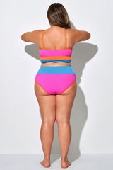 Plus Size Colorblock High Waist Casual  Bottom