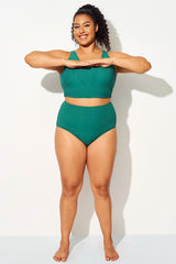 Green Comfort Fabric Women Swim Briefs