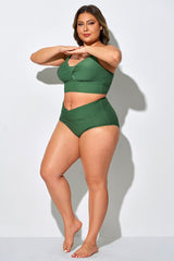Green Front Crossover High Waist Swim Brief